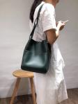Женская сумка с ручками-трансформерами из натуральной кожи, цвет тёмно-зелёный