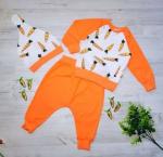 Комплект из трех предметов Морковка: футболка+брюки+шапочка ( кулирка )