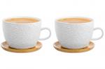 Чашка для капучино и кофе латте 500 мл 14*11,2*8 см "Розы" + дерев. подставка (2 шт.)