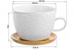 Чашка для капучино и кофе латте 500 мл 14*11,2*8 см "Розы" + дерев. подставка (2 шт.)