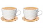 Чашка для капучино и кофе латте 500 мл 14*11,2*8 см "Айсберг волны" + дерев. подставка (2 шт.)