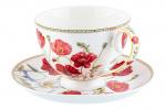 Чайн. наб. 12 пр. 300 мл "Маки" на ножке, NEW BONE CHINA