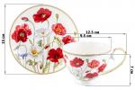 Чайн. пара 2 пр. 300 мл 12,5*9,5*7 см "Маки" на ножке, NEW BONE CHINA