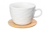 Чашка для капучино и кофе латте 500 мл 14*11,2*8 см "Айсберг волны" + дер. подставка