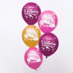 Воздушные шары "Happy birthday unicorn party", Минни Маус и единорог (набор 5 шт) 12 дюйм