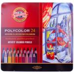 Карандаши цветные художественные Polycolor 24 цв., заточен., метал. пенал, 3824024002PL
