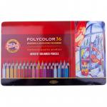 Карандаши цветные художественные Polycolor 36 цв., заточен., метал. пенал, 3825036002PL