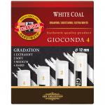 Уголь для рисования Gioconda 8692 4шт., белый, 2B-H, 75мм, ?12мм, картон. упаковка, 8692004001KZ