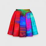Детская юбка-солнце 3D "Glitch color storm"
