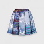 Детская юбка-солнце 3D "Glitchy clouds"