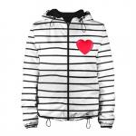 Женская куртка 3D "Полоски с сердцем"
