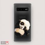 Cиликоновый чехол Большеглазая панда на Samsung Galaxy S10
