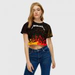 Женская футболка Crop-top 3D "METALLICA / МЕТАЛЛИКА"