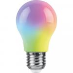 Лампа светодиодная,  (3W) 230V E27 RGB A50, LB-375 матовый плавная сменая цвета