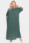 Платье длинное с цельнокроеным рукавом из зеленого меланжа *