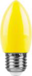 Лампа светодиодная,  (1W) 230V E27 желтый C35, LB-376