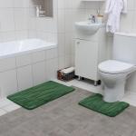 Набор ковриков для ванны и туалета Доляна «Водоросли», 2 шт: 40?50, 50?80 см, цвет зелёный