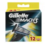 Сменные кассеты для бритья 12шт GILLETTE (Жиллет) Mach3, для мужчин, ш/к 23240