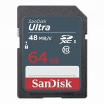 Карта памяти SDXC 64GB SANDISK Ultra, UHS-I U1, 48 Мб/сек (class 10), SDSDUNB-064G-GN3IN