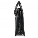 Портфель-сумка женский из натур.кожи, 38х28х8см,под крокодила,2 отдел,клапан с магнитом,черный,8-095