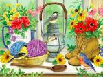 Картина арт. Y5376 по № Цветы,птицы,вязание,лампа у окна 40х50 в кор.