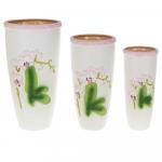 Вазы декоративные, набор из 3шт. "Нежная орхидея" d=9/12/15см. h=23/26/30см. (без подарочной упаковки)  804264