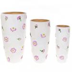 Вазы декоративные, набор из 3шт. "Зимний цветок" d=9/12/15см. h=23/26/30см. (без подарочной упаковки)  804280