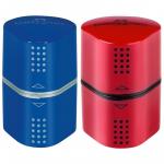 Точилка пластиковая Faber-Castell "Trio Grip 2001", 3 отверстия, 2 контейнера, красная/синяя. 183801