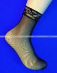 Эластик носки женские сетка с ажурной резинкой черные