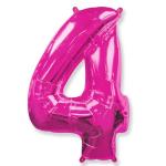 Цифра 4 розовая 40"/102 см фольгированный шар"