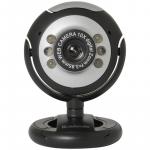 Веб-камера Defender C-110, 0.3 МП, 640х480, подсветка, микрофон, кнопка фото, серый, черный