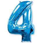 Цифра 4 голубая 40"/102 см фольгированный шар"