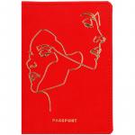 Обложка для паспорта OfficeSpace "Life line", кожзам, красный, тиснение фольгой