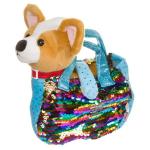 Собачка в сумке с пайеткиами, Bondibon МИЛОТА, c ошейником и поводком, PAC, чихуахуа 19 cм, арт.LEO