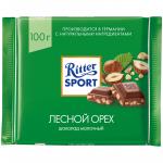 Шоколад Ritter Sport, молочный, с дробленым лесным орехом, 100г.