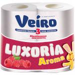 Бумага туалетная Veiro "Luxoria Aroma. Малиновая свежесть" 3-слойная, 4шт., цветное тиснение, белая