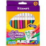 Фломастеры Luxor "Coloring", 12цв, смываемые, картон, европодвес 6101/12 BOX