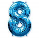 Цифра 8 голубая 40"/102 см фольгированный шар"