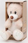 Мягкая игрушка в большой подарочной коробке Медведь Ёрик, с шариками для мелкой моторики в белом флисовом комбинезоне, 28/43 см 0998830-20L