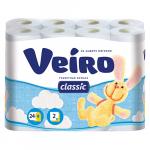 Туалетная бумага Veiro 2х-слойная, Classic, белая, 24 шт