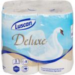 Бумага туалетная Luscan Deluxe 3сл бел 100%цел втул 19,35м 155л 8рул/уп штр.  4630012886512