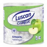 Бумага туалетная Luscan Comfort 2сл бел с зел тисн яблок 100% цел 21,9м 4р/уп