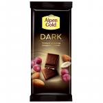 Шоколад Alpen Gold темный с изюмом и миндалем, 80г.