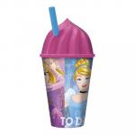 Стакан пластиковый с соломинкой и объемной крышкой в виде мороженного (430 мл). Принцессы Дружные приключения