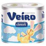 Туалетная бумага Veiro 2х-слойная, Classic, голубая, 4 шт