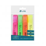 Набор маркеров-текстовыделителей LITE, 1-5 мм, скошенные, 4 цвета (желтый, зеленый, оранжевый, розовый) FML01-4