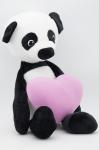 Мягкая игрушка  Панда Елисей средняя со средним  флисовым сердцем цикламен, 35/53 см, 0982135S-48