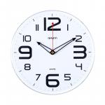 Часы настенные, круглые, белый, пластик 25см. бесшумный PL200911