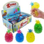 1TOY Жмяка ананас 7 см с цветными лентами, 4 цвета, цветной пакет с подвесом, 12 шт.