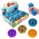 1TOY Жмяка шар с шариками со светом, 7 см, 6 цветов, цветной пакет с подвесом, 12 шт.